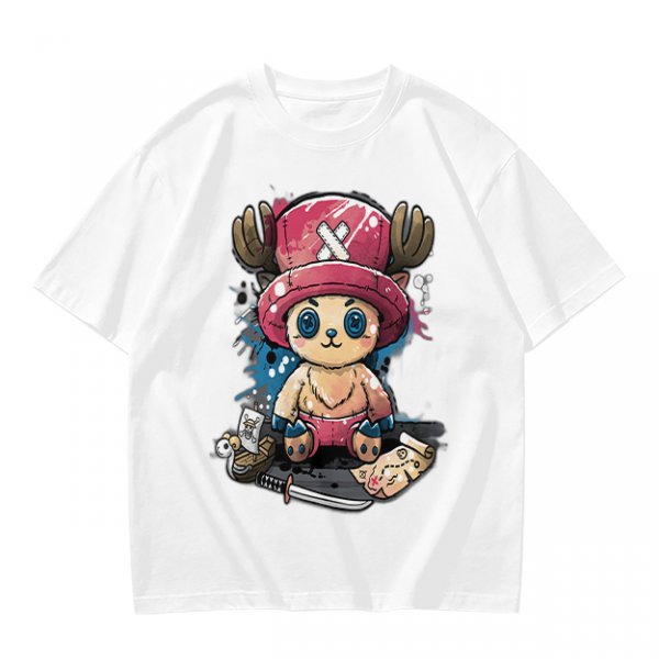 Olive T-shirt with One Piece Tony Tony Chopper Graphic Print