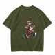 Olive T-Shirt with Cartoon Sloth Running Athlete Graphic