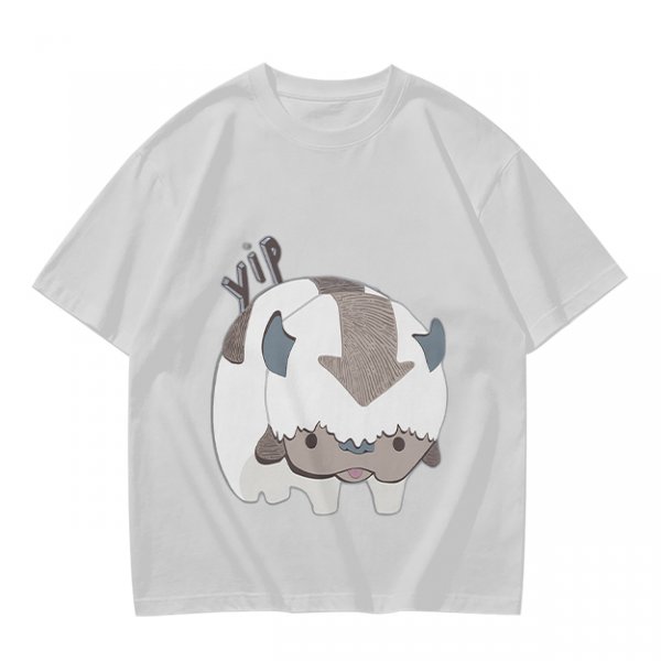 Olive green t-shirt with cute Appa the sky bison print