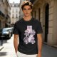 Olive green t-shirt with playful Mount Fuji character graphic print