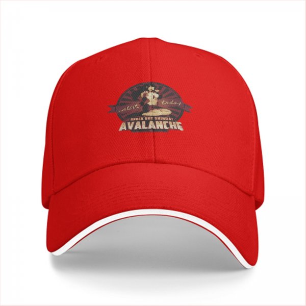 Black baseball cap with Avalanche Knock Out Shinra graphic print