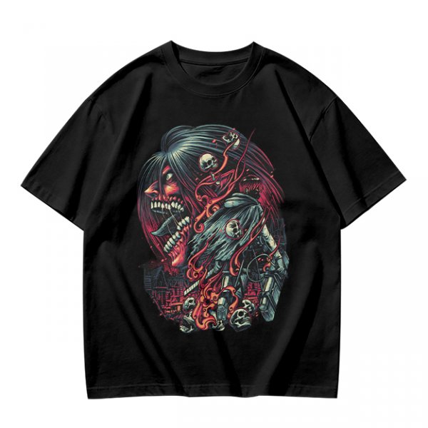 Olive T-Shirt With Dark Fantasy Skull And Monster Graphic Print