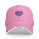 Black Baseball Cap With Blue Cat In Pink Heart Graphic