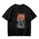 Olive T-Shirt with Japanese Dragon and Sun Graphic Print