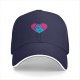 Black Baseball Cap With Blue Cat In Pink Heart Graphic