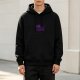 Black Hoodie with Purple Cute Cat Graphic Print