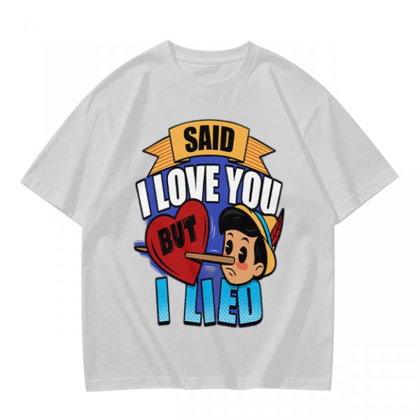 Olive t-shirt with Pinocchio 'Said I Love You But I Lied' print