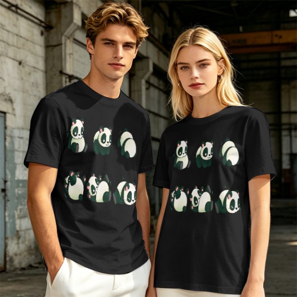 Olive T-Shirt With Cute Rolling Panda Graphic Prints