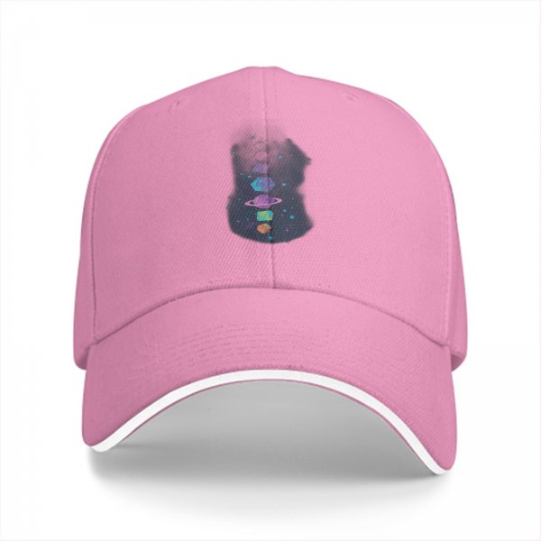 Black Baseball Cap With Galaxy Dice Print For Tabletop Gaming Fans