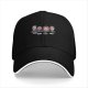 Black baseball cap with cartoon characters eating at table print
