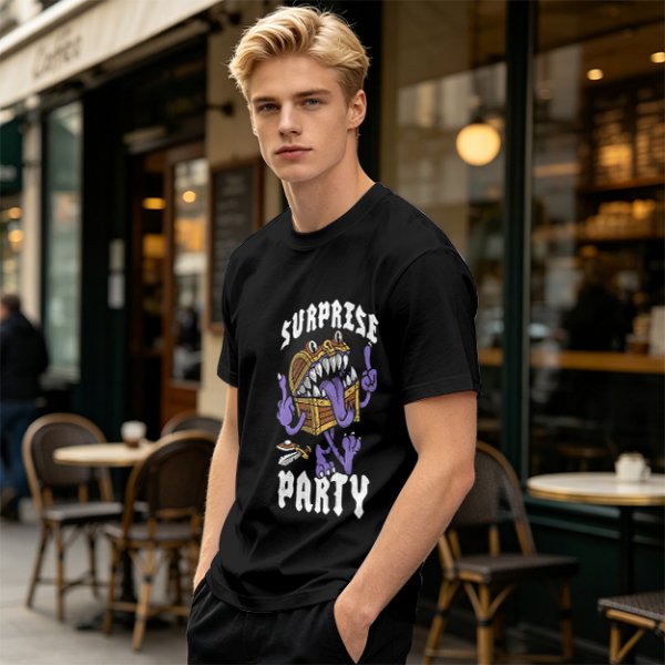 Olive T-Shirt With Surprise Party Mimic Monster Graphic
