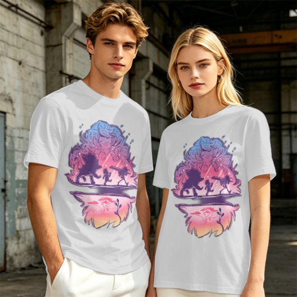 Olive T-Shirt With Fantasy Silhouette Group Art Print