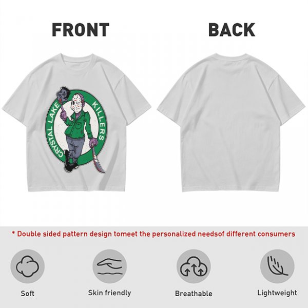 Army Green T-Shirt with Crystal Lake Killers Jason Voorhees Graphic