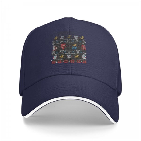 Black Baseball Cap With Ugly Christmas Style Fantasy Character Print
