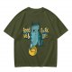 Olive T-Shirt With Grumpy Cat Feed Me And F Off Print