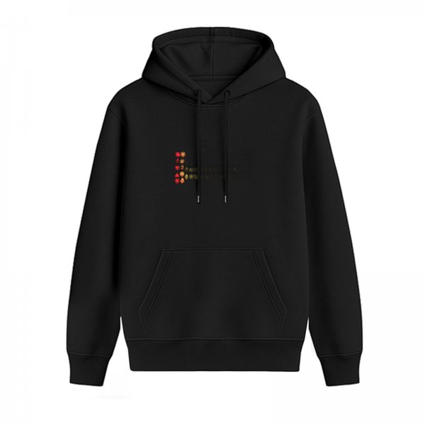 Black Hoodie with Small Colorful Dot Graphic Print