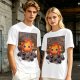 Olive t-shirt with Calcifer and soot sprites graphic print