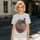 Olive T-shirt with Samurai Cat Surfing Ramen Bowl Art