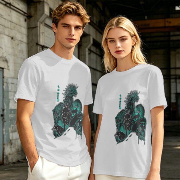 Olive T-shirt with Dark Fantasy Spirit Creature Graphic
