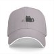 Black baseball cap with minimalist grey cat graphic