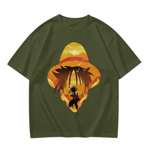 One Piece Luffy Straw Hat Sunset Graphic T-Shirt