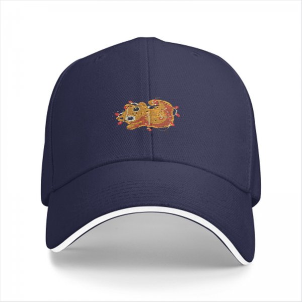 Black Baseball Cap With Tangled Christmas Squirrel Artwork