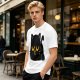 Olive T-Shirt with Relaxed Black Cat Graphic Design