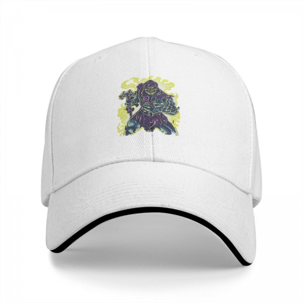 Black baseball cap with villainous fantasy warrior graphic print