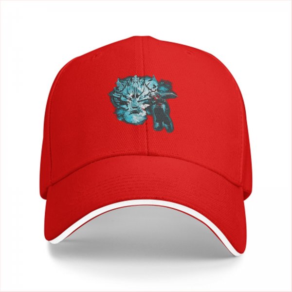 Black Baseball Cap With Blue Mythical Beast Graphic Print