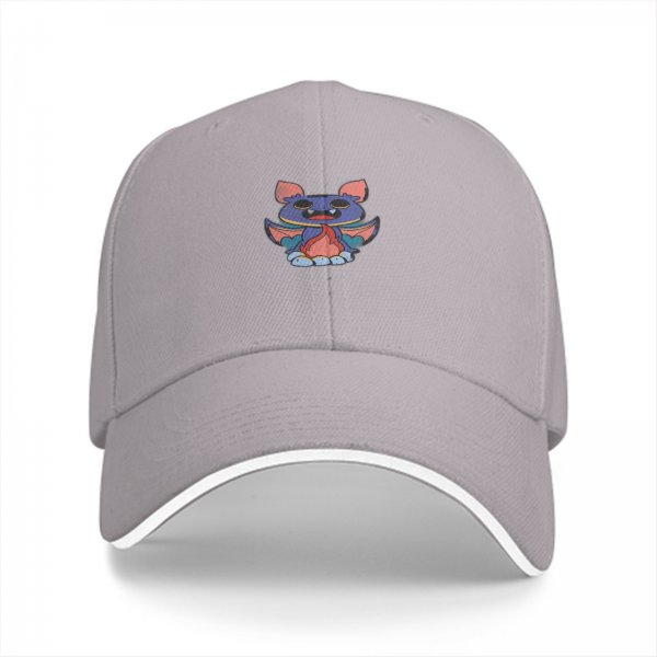 Black Baseball Cap With Cute Vampire Bat Graphic Print