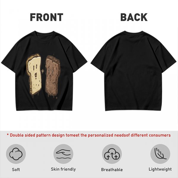 Olive T-Shirt With Surprised Light And Sad Burnt Bread Slices Graphic