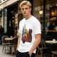 Olive T-Shirt With Cartoon Robot And Winged Vehicle Graphic