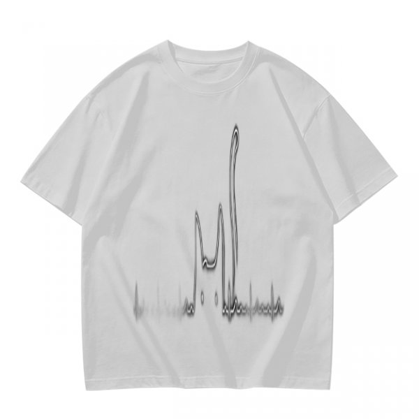 Olive Green Oversized T-Shirt With Abstract Line Art Print