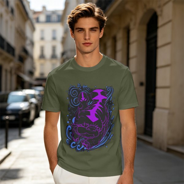Olive Green T-Shirt With Neon Purple Avatar The Last Airbender Art Print