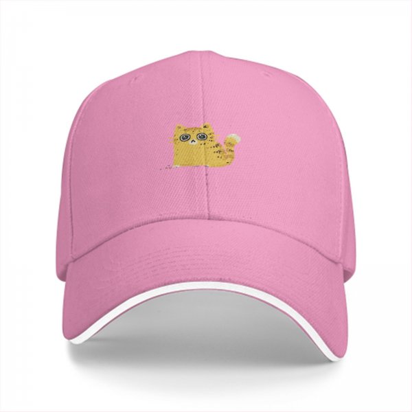 Black Baseball Cap With Cute Surprised Orange Cat Graphic