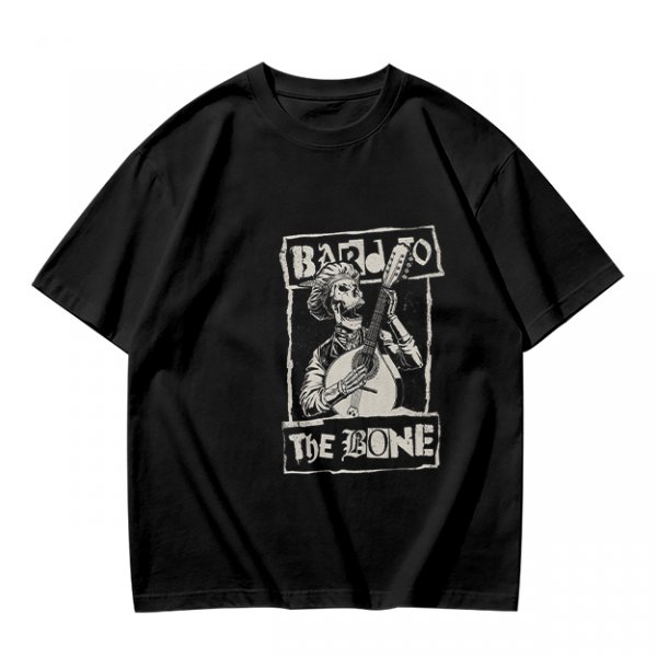 Olive T-Shirt With Skeleton Banjo Player Graphic