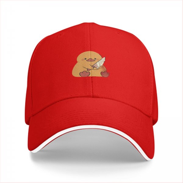 Black Baseball Cap With Cute Duck Holding Knife Graphic