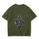 Olive T-Shirt With Four Animal Crest Graphic Design