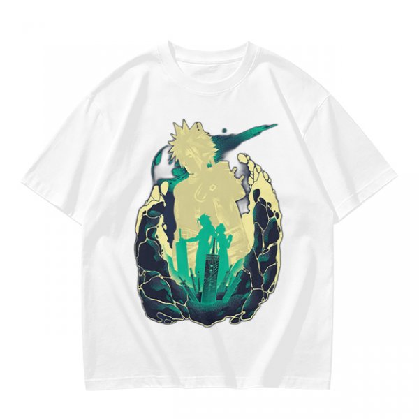 Anime Silhouette Graphic Olive Green Short Sleeve T-Shirt