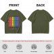 Olive T-Shirt With Rainbow Pride Cats Graphic