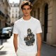 Olive Graphic T-Shirt With The Cult Of Pizza Cat Occult Artwork