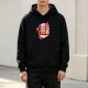 Black hoodie featuring a cute axolotl eating ramen bowl design