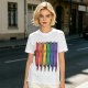 Olive T-Shirt With Rainbow Pride Cats Graphic