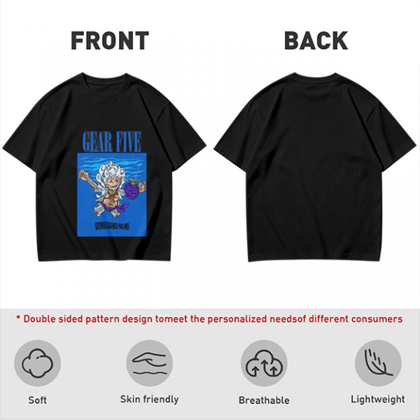 Gear Five Luffy Gomu Gomu No Mi Anime Graphic T-Shirt