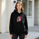 Black Hoodie With Christmas Tree And Festive Red Graphic Print