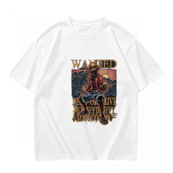 Olive Anime Wanted Luffy Graphic T-Shirt