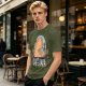 Olive t-shirt with capybara drinking coffee graphic