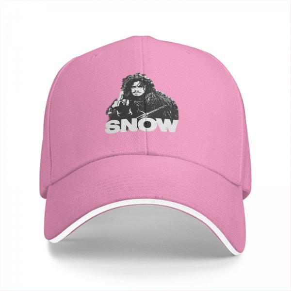 Black baseball cap with Jon Snow graphic and SNOW text