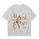 Olive T-Shirt With Playful Orange Kitten Illustrations