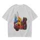 Olive T-Shirt With Cartoon Robot And Winged Vehicle Graphic